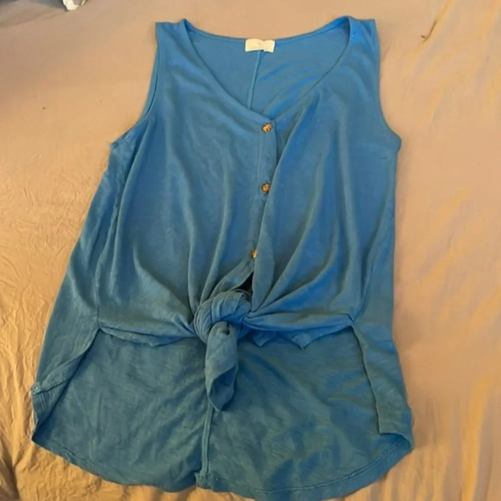 Anthropologie t.la blue tie front tank size small
